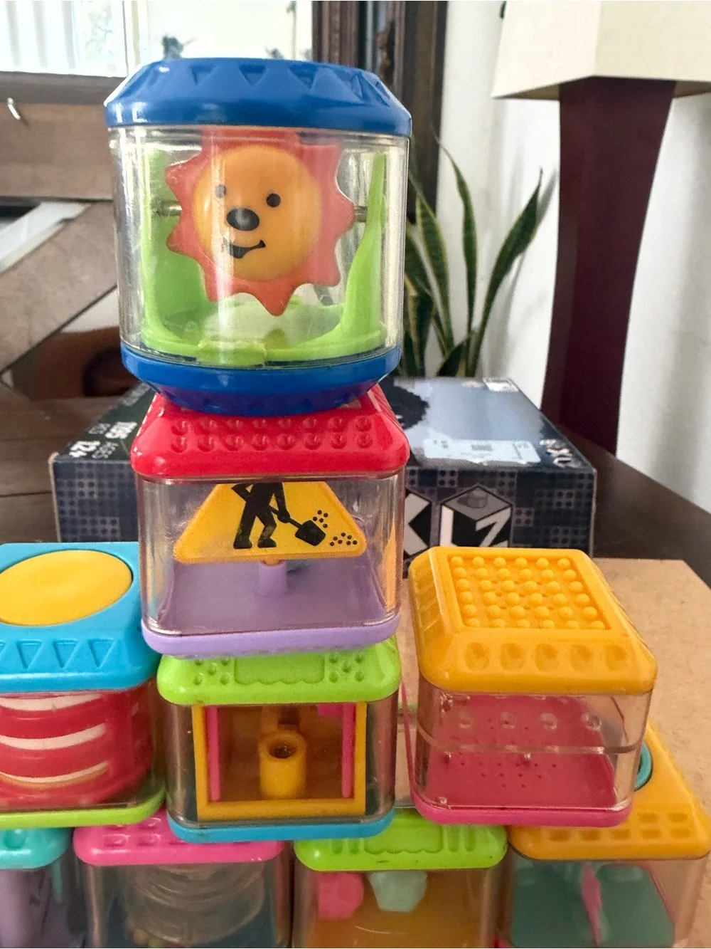 Fisher Price Peek-a-Boo Building Blocks Animals Sensory Play Toys Set Lot Of 9